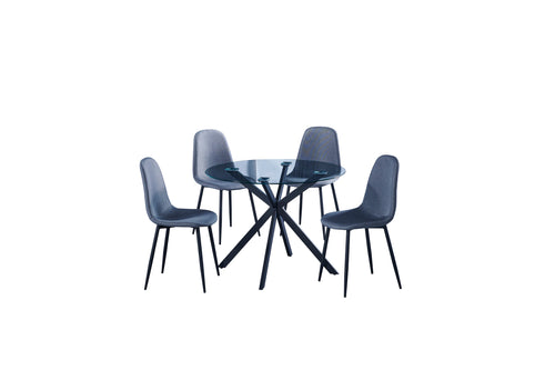 Odin Set - פינת אוכל שולחן זכוכית עם 4 כיסאות