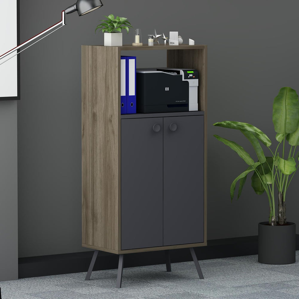 Rasha Office – ארונית אחסון רב תכליתית - פחם - אגוז